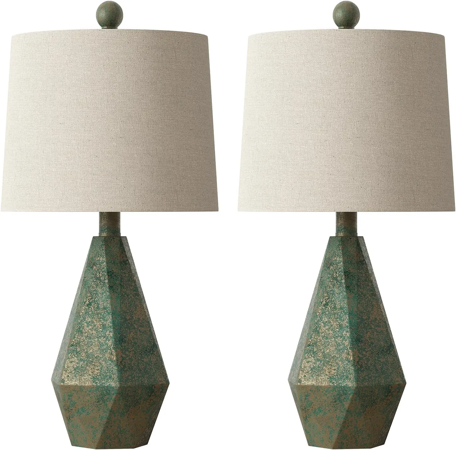 20.25" Green Table Lamps Set of 2 - Vintage Retro Bedside Lamps for Bedroom, Living Room, Nightstand, Small Space, Green with Gold view 6