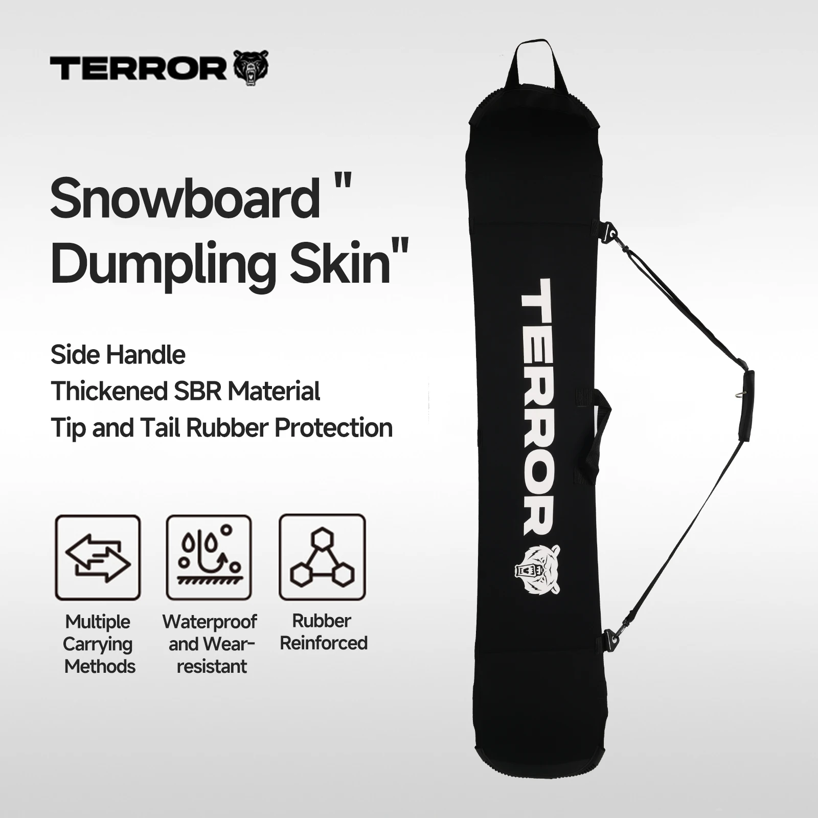 

Сумка для сноуборда TERROR — утолщенный неопреновый защитный чехол для доски, амортизирующий, водостойкий, регулируемый ремень