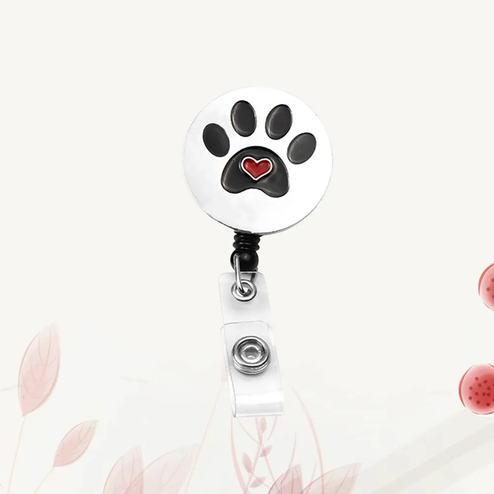 1Pcs Footprint Badge Reel Telescopic Id Holder Keychain for Nurses Teachers Students Office Workers Factory Staff Concerts