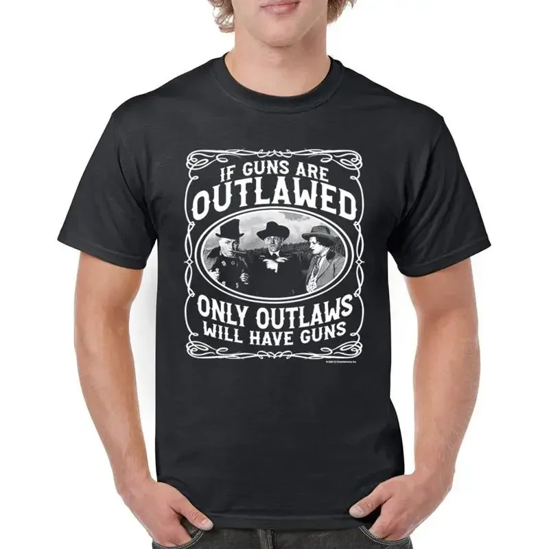 Three Stooges If Guns Are Outlawed Tshirt Curly Larry Moe Comedy Men's Tee