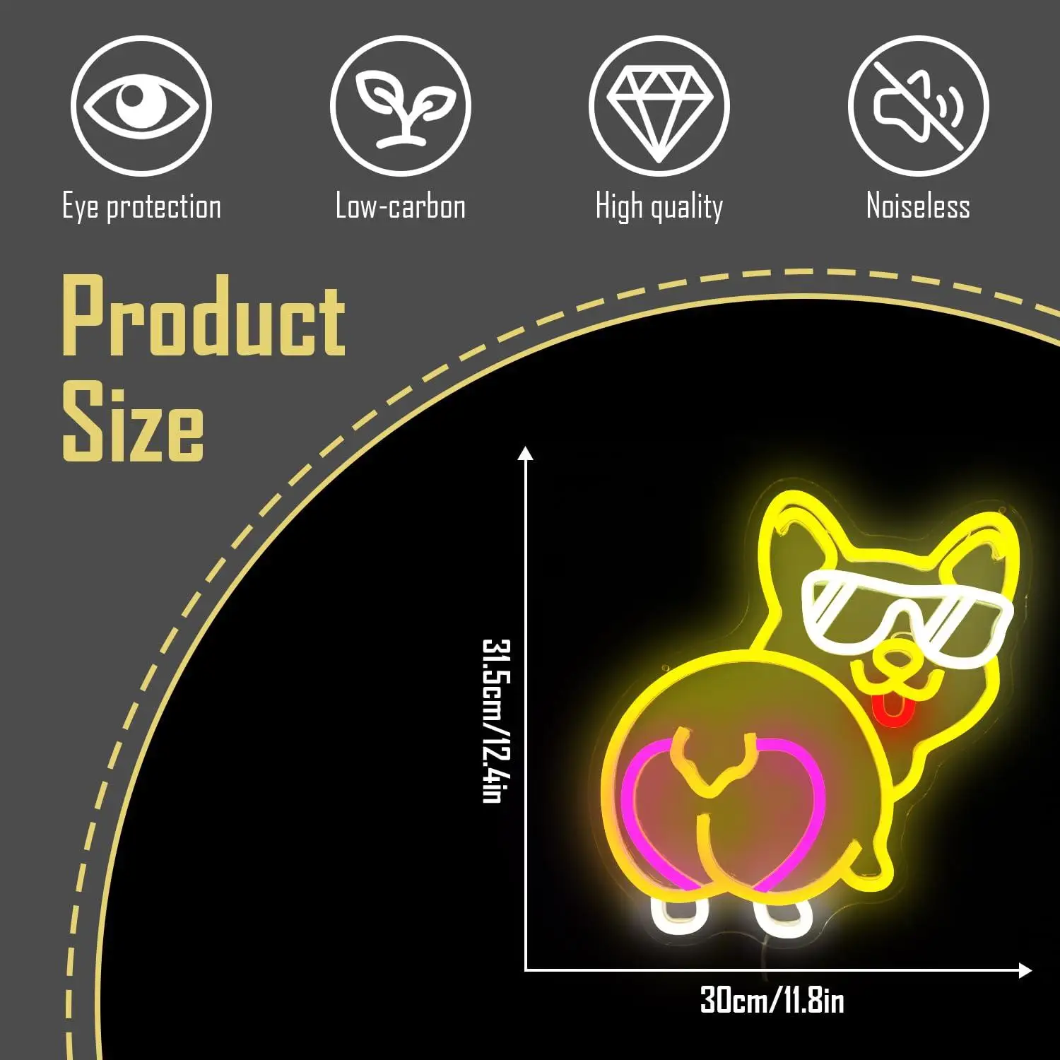Corgi Neon Sign Animal USB Dimmable LED Light for Bedroom Pet Shop Game Room Home Kids Room Aesthetic Decor Gifts Night Light