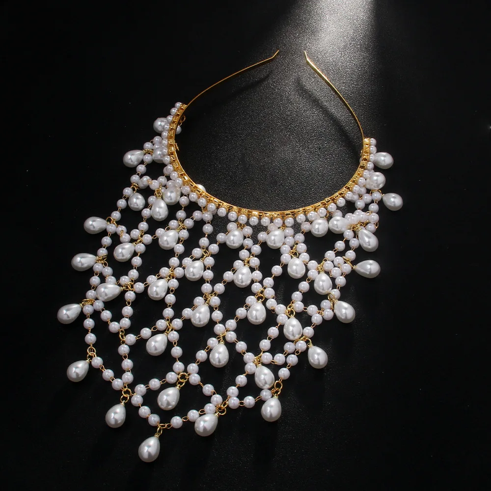 

Mesh Hat Headband Simplicity Imitation Pearl Headband Bohemian Fashion Retro Headwear Creative Light Luxury Headwear Accessories