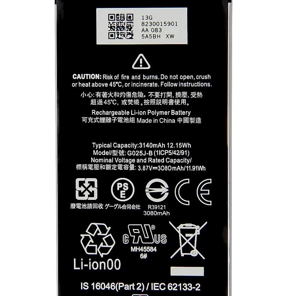 For Google Pixel 4A G025J G025J-B Battery 3080mAh 3.87V