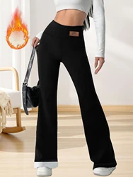 Ladies' ultra soft high waisted velvet flared pants, tight fitting pants with soft belly cinching and wide leg flared pants