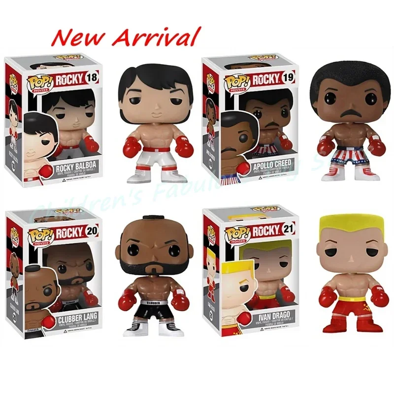 NUEVAS Películas FUNKO POP Rocky Balboa # 18 Clubber Lang # 20 DRAGO IVAN # 21 Apollo Creed # 19 muñecos de colección de juguetes de figuras de acción de PVC