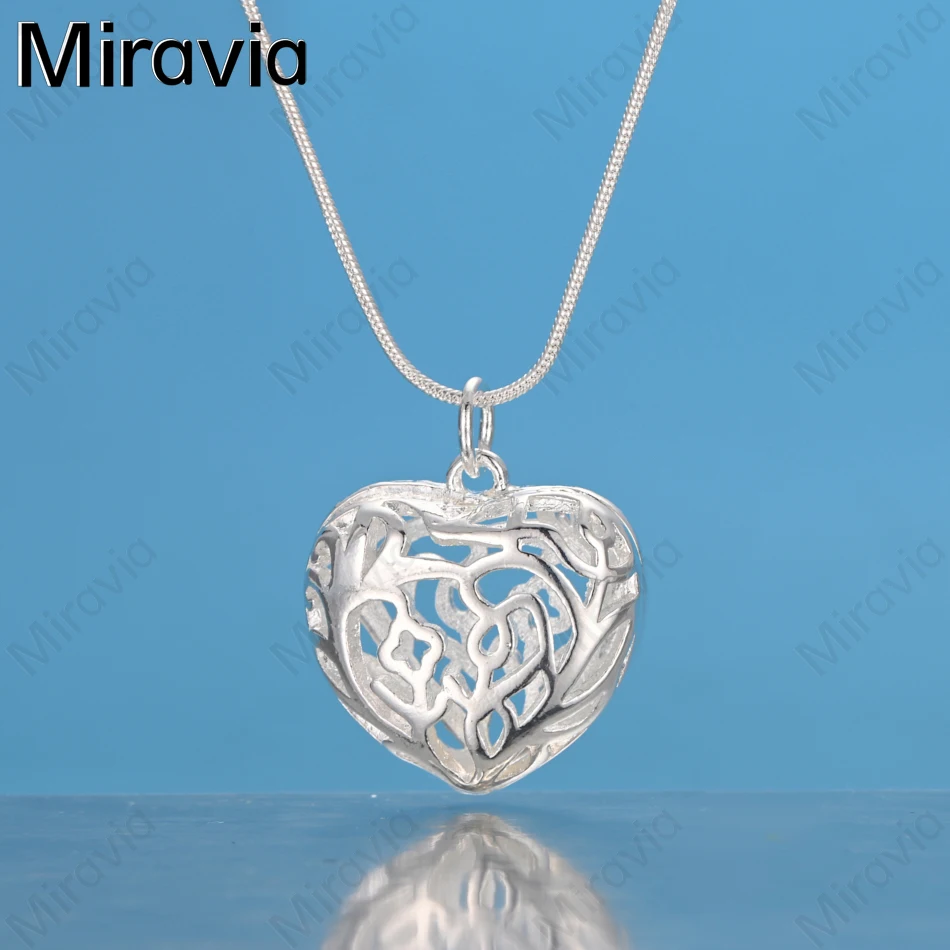 

Miravia 925 Sterling Silver Engraved Pattern Love Pendant Necklace Women'S Exquisite Cute Wedding Party Jewelry