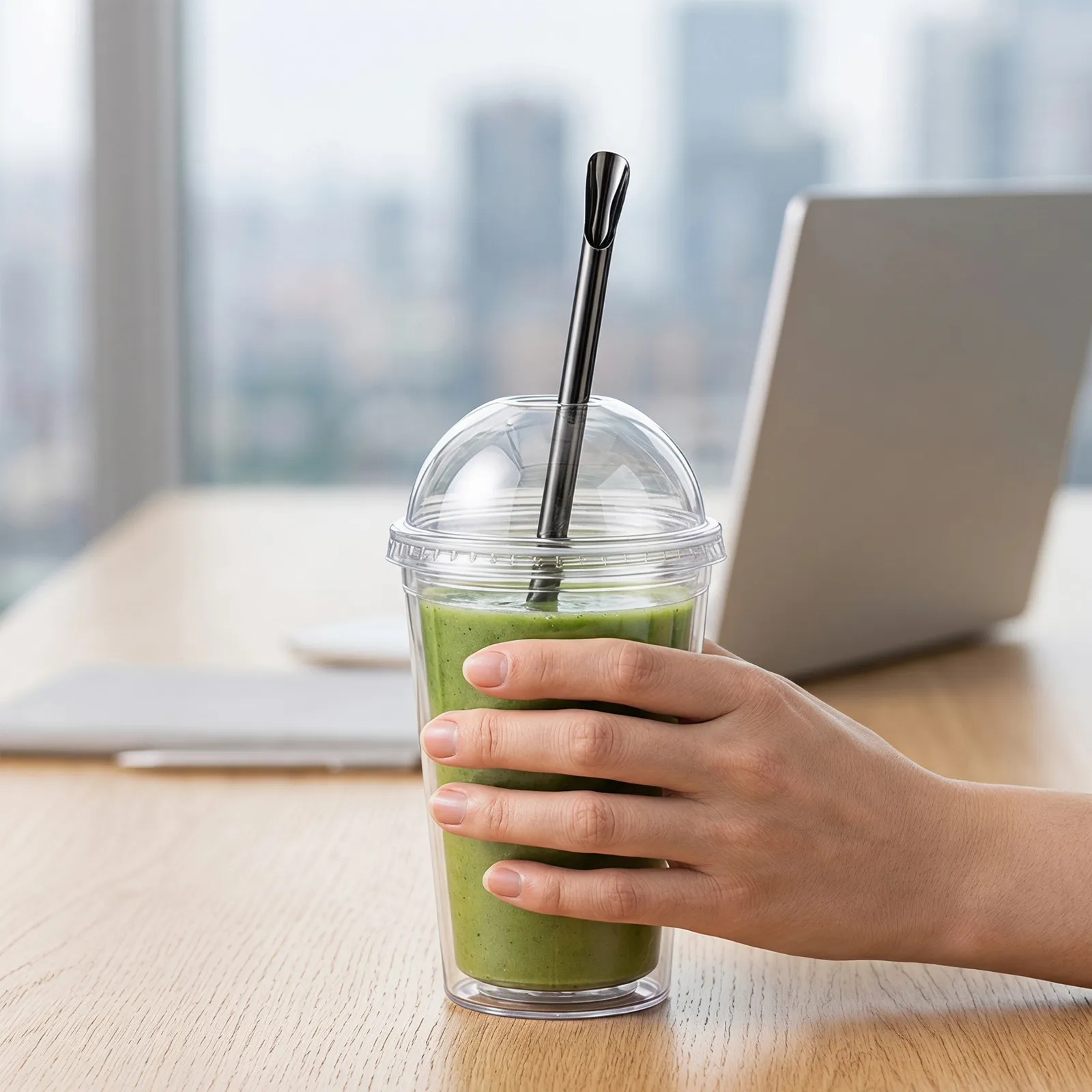 8Pcs Stainless Steel Metal Straws Spoon Straws Reusable for Bubble Tea Milk Tea Smoothie Coffee Ice Cream Stir Sticks