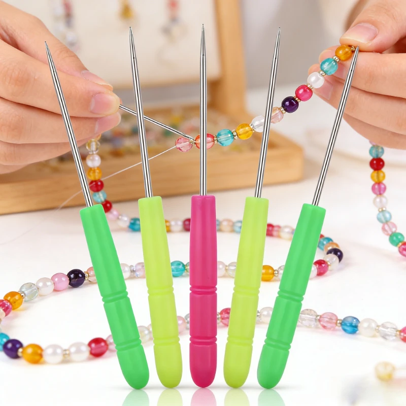 Plastic Handle Awl Tool for Beading Jewelry Making Sewing Craft - Multifunctional Ergonomic Portable Precision Tip DIY Supplies