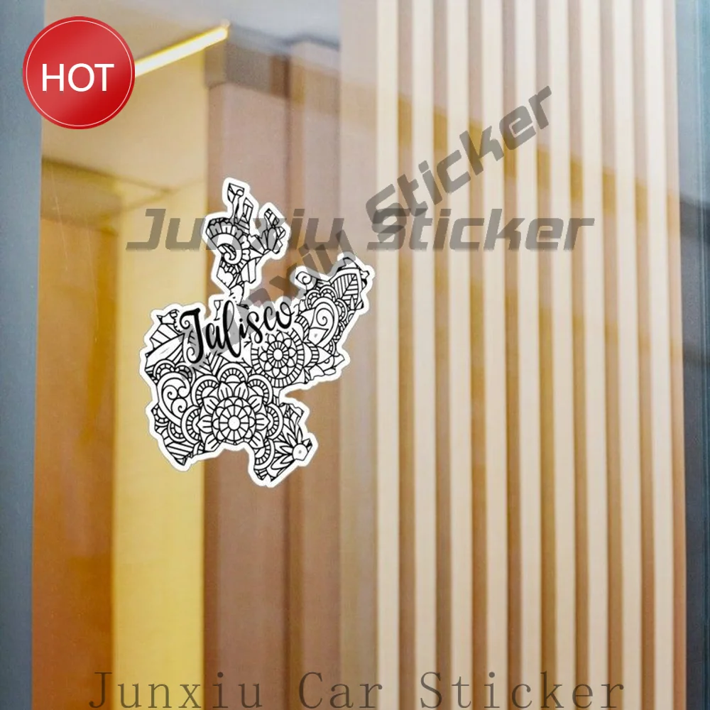 Jalisco Mexico Boho Mandala Outline PVC Vinyl Sticker For Car Bumper And Rear Window Decorative Graphic Design Decal
