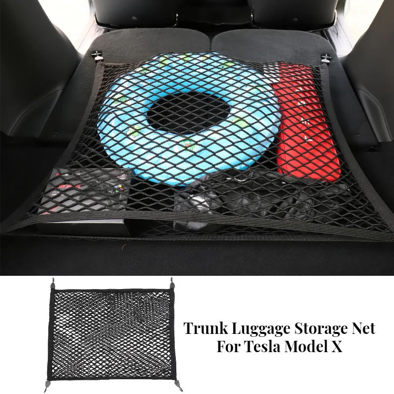 

Trunk Luggage Storage Net For Tesla Model X Car Accessories Bag Hook Double Layer Traveling Baggage Outdoors Camping Fixed Net