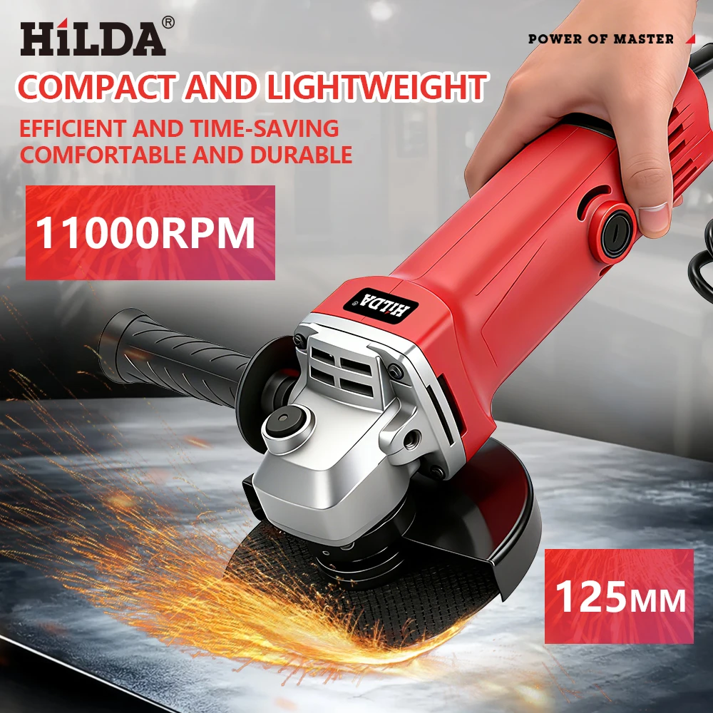 

HILDA Angle Grinder Handheld Cutting 220V Electric Power Tool 125mm Polishing Machine Grinder for PVC Cutting