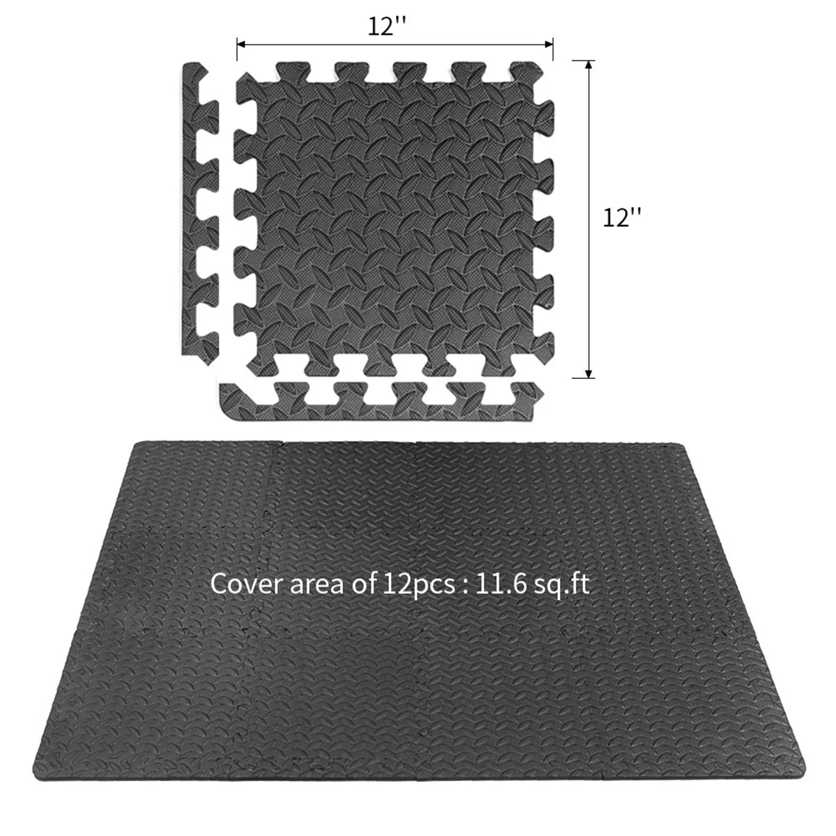 12Pcs Mats and Home Gym Floor Foam Floor Mats Exercise Mat Floor Matt for Floors Foam Flooring Tiles Black