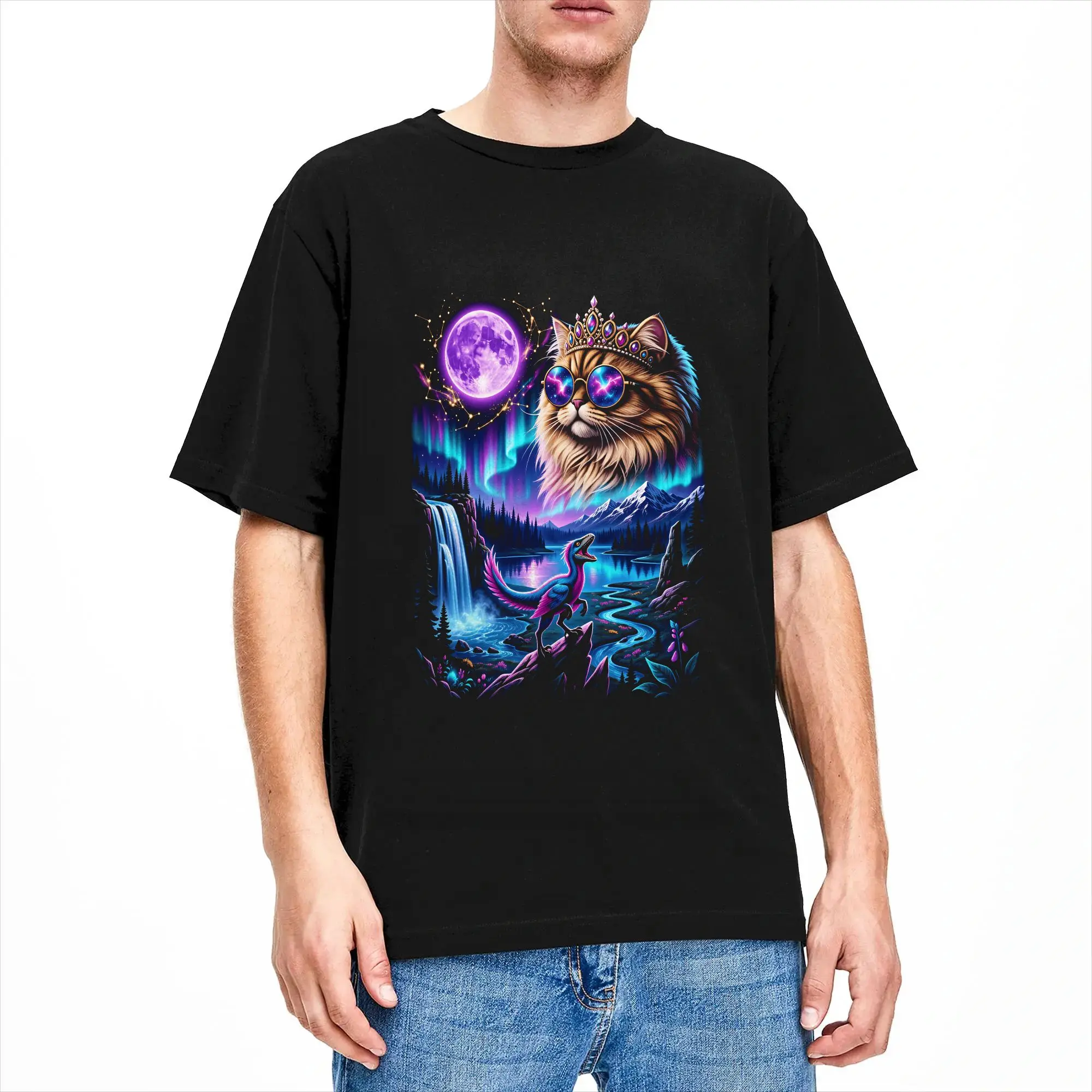 This Is An Outrage Funny Princess Cat Dinosaur Donut Meme T Shirts Men 100% Cotton Creative T-Shirt Round Collar  Tee Shirt