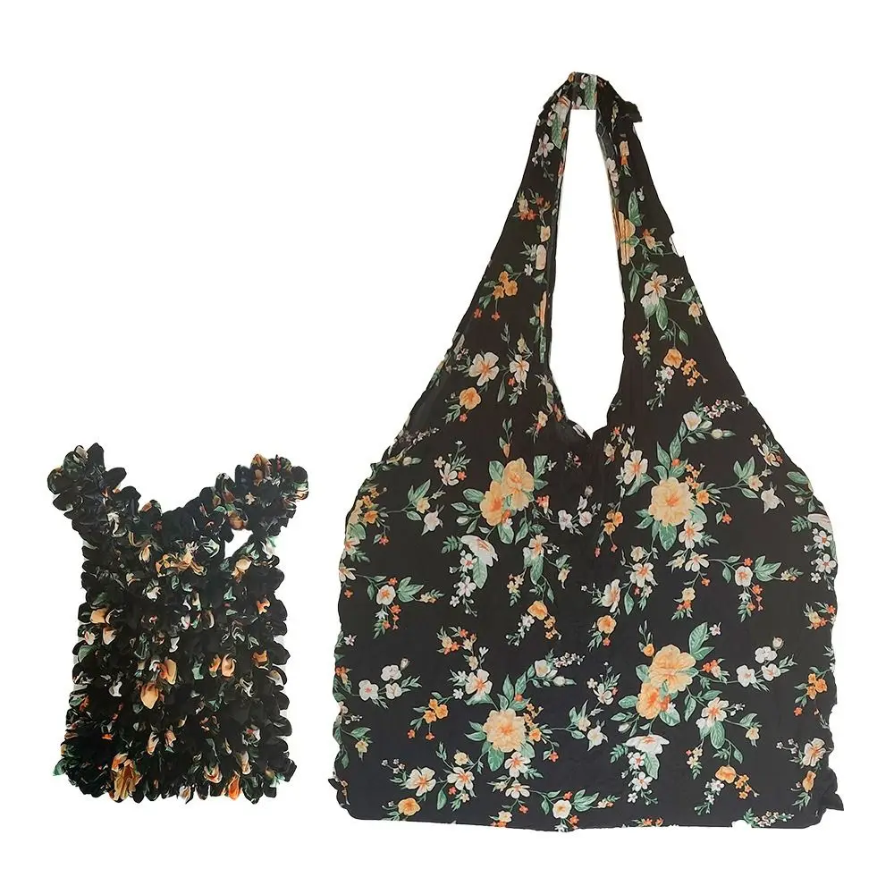 

Складная эластичная сумка Sweet Bubble, расширенная эластичная ручная сумка для покупок, шифоновая сумка с цветочным принтом, сумка для еды