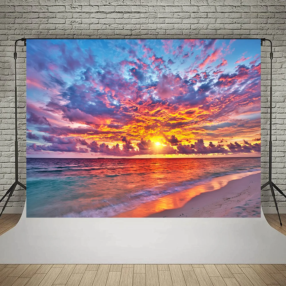 Beach Sky Colorful Cloud Sunset Nature Scenery Portrait Photocall Backdrop Photoboth Studio Shoot Photography Background Props