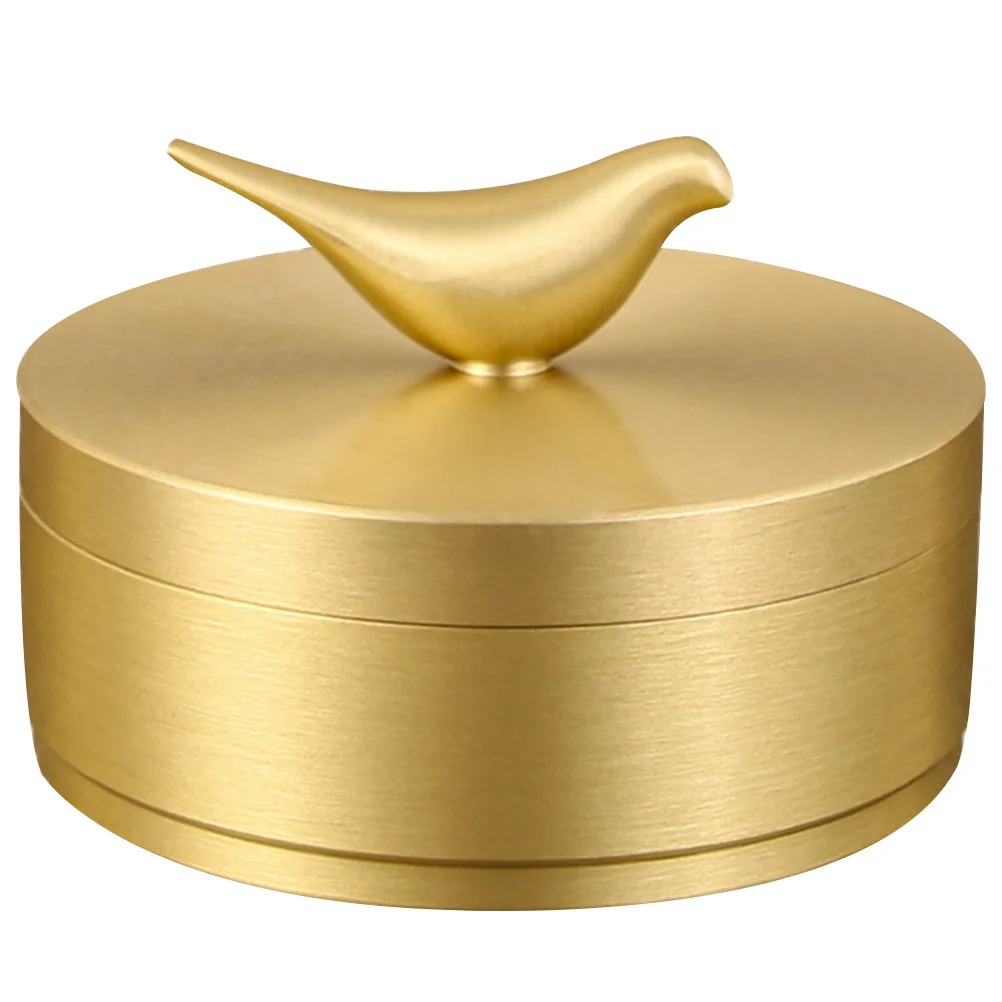 

Brass Ashtray Household Desktop Home Office Simple Design Wear-Resistant Sturdy Cigarette Holder Bird Pattern Decorative