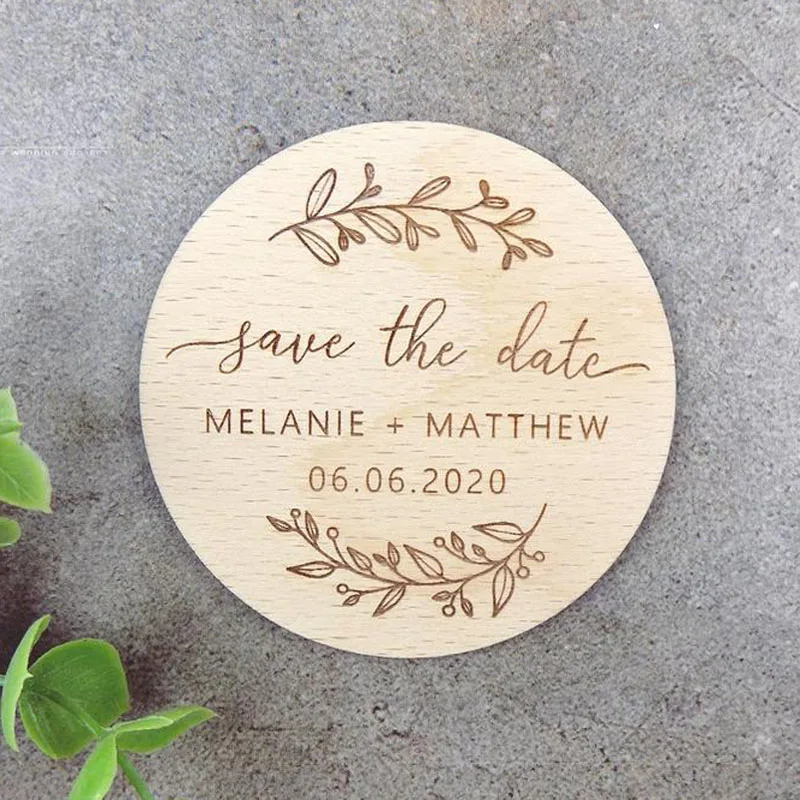 Save The Date wooden magnets, Fridge Magnet Engraved Wedding Gift invitation ,Guest gifts