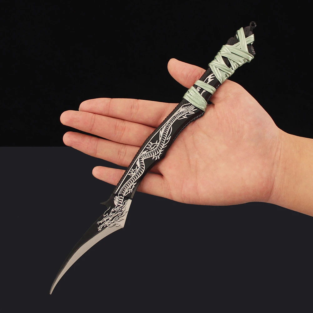 Wholesale 30cm Soul Land Anime Weapon Dark Blue Dragon Carving Knife Peripheral Tangmen Metal Model Collection Crafts Gifts Toys