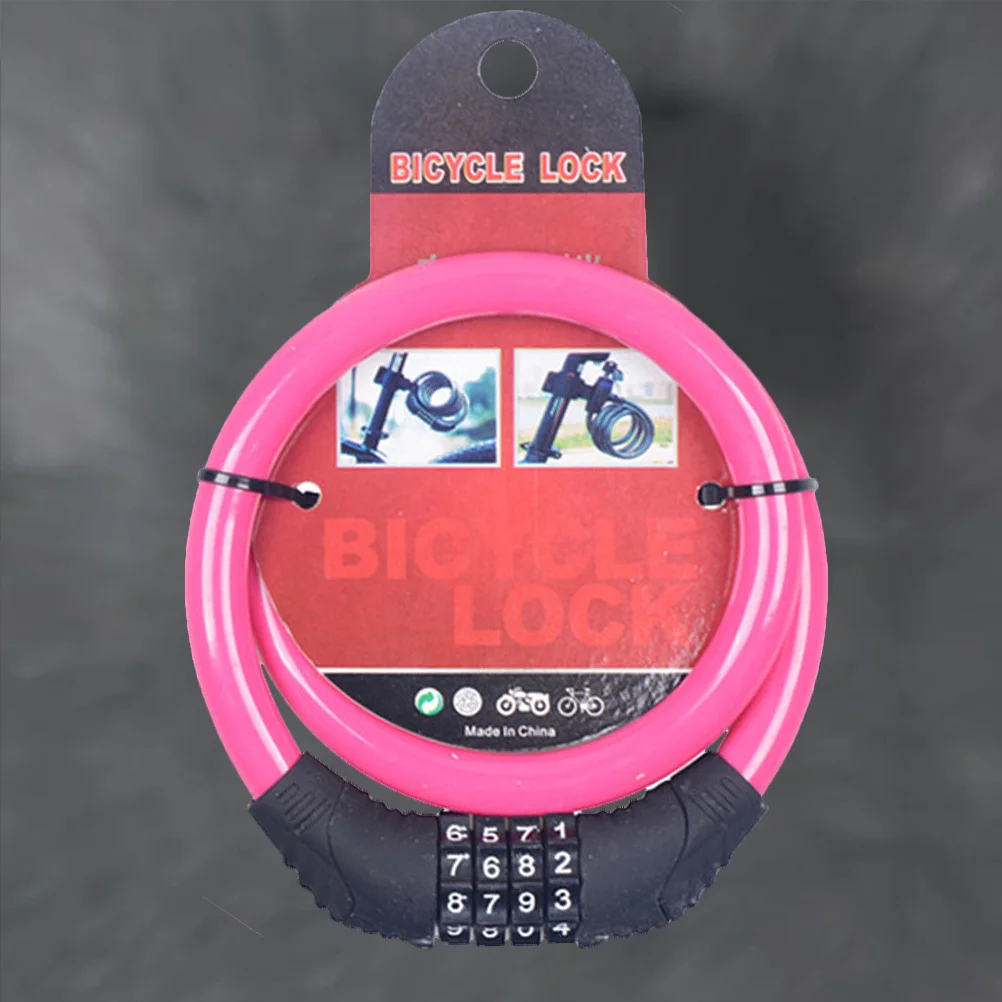 

1pcs 4 Digit Steel Cable Pink Heavy Duty Bike Combination Lock For Bicycle Motorcycle Scooter Durable Chain Cable Lock Cycling