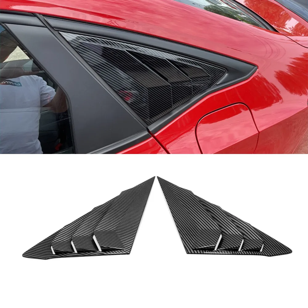 For Honda Civic 11th 2021 2022 2023 Car Rear Window Triangle Shutter Trim Cover ABS Carbon Fibre Protective Exterior Accessories