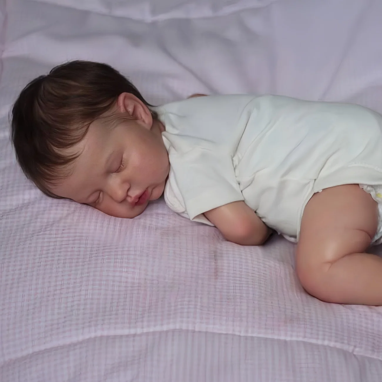 BZDOLL Stoffpuppe „Asleep“ 48CM 19IN Reborn Baby Puppe Spielzeug Lebensechte 3D-Haut Puppe Handgefertigt Geburtstagsgeschenk Spielzeug Spielhaus Schlafenszeit-Spielzeug