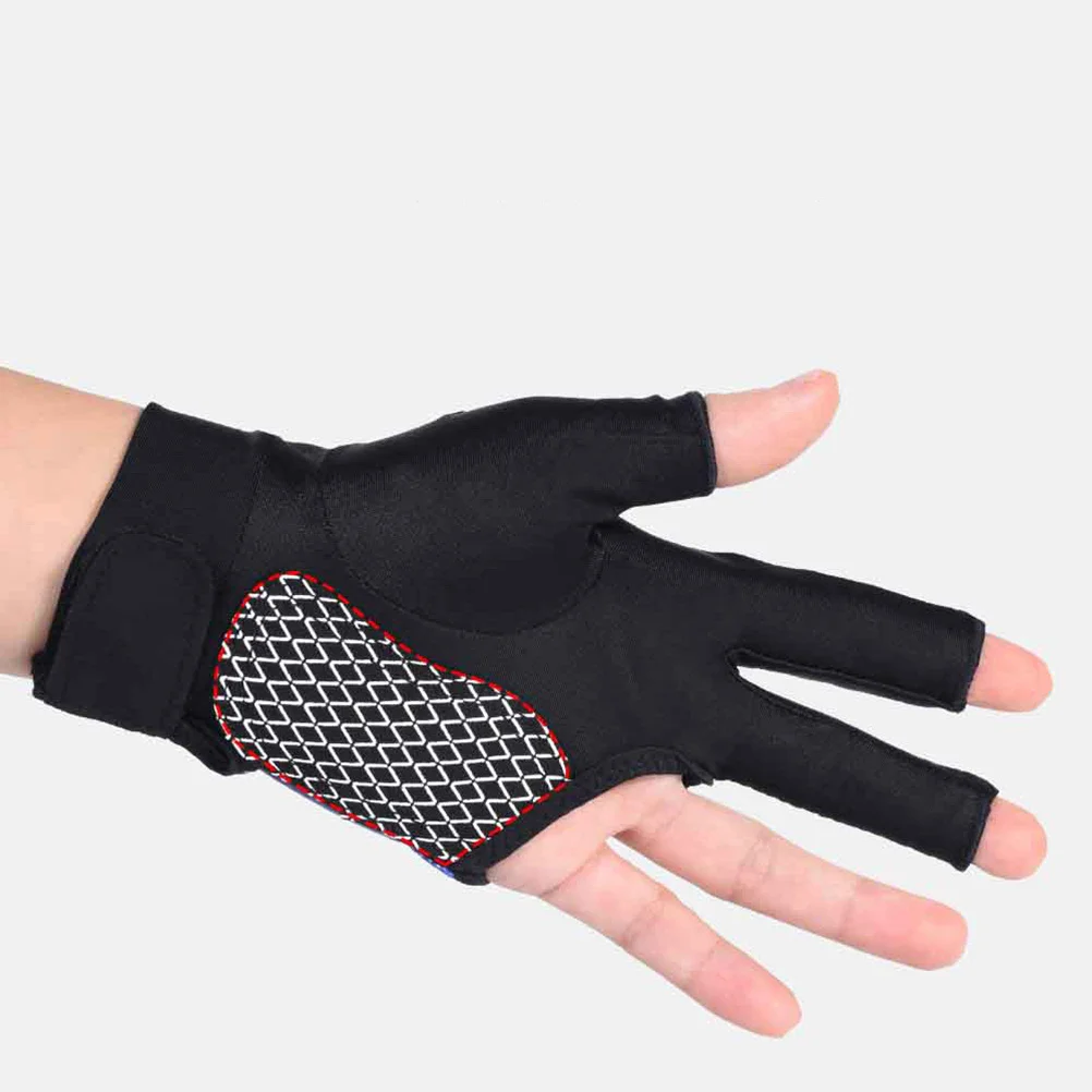 

1Pair 3 Fingers Gloves Anti-Slip Billiard Cue Glove Camouflage Size L Wear-Resistant Silicone Mat Moisture Wicking Net
