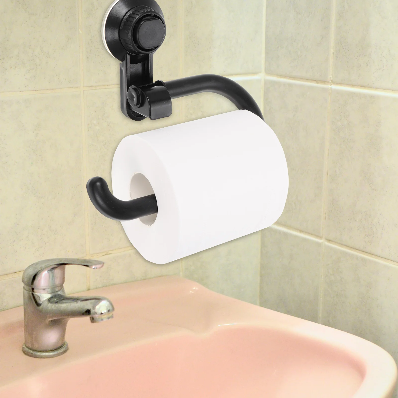 Suction Cup Paper Towel Holder Wall Bathroom Mount Adhsive Rack Toilet Tissue Hooks Toiletry Storage