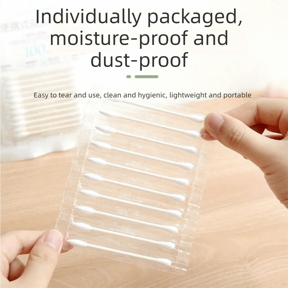 200Pcs Precision Tips Double Headed Cotton Swabs Portable Dustproof Cotton Buds Moisture-proof Individually Packaged