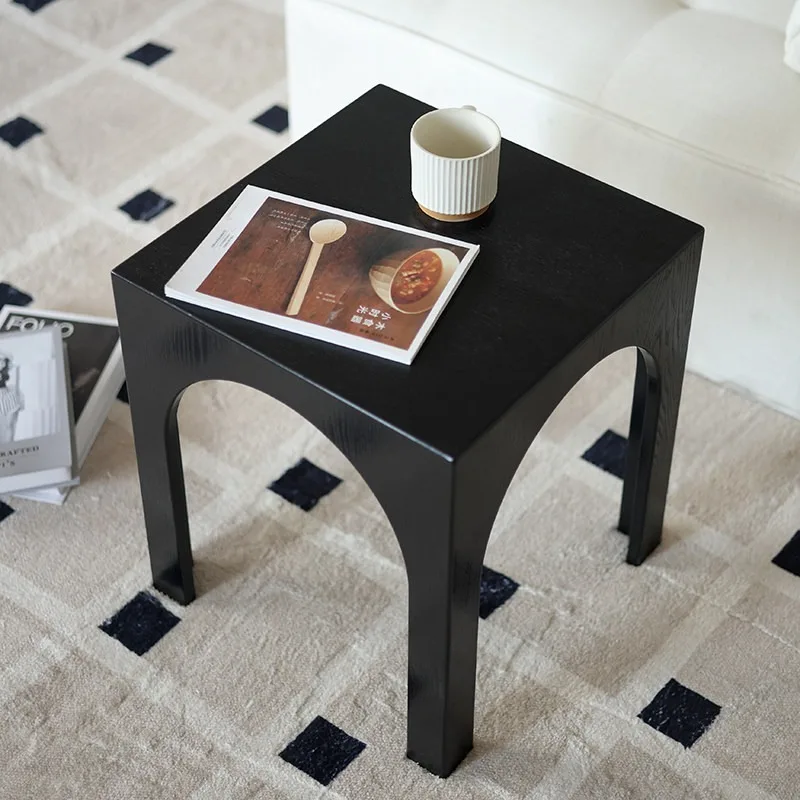 Modern Black Solid Wood Coffee Tables Vintage Sofa Side Table for Living Room Furniture Bedroom