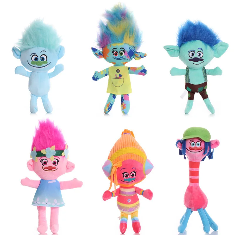 Cartoon Animation Trolls 2 Plush Doll for Children, Poppy Blanche, Anime Character, Cute Christmas Gift, New, 27-32cm