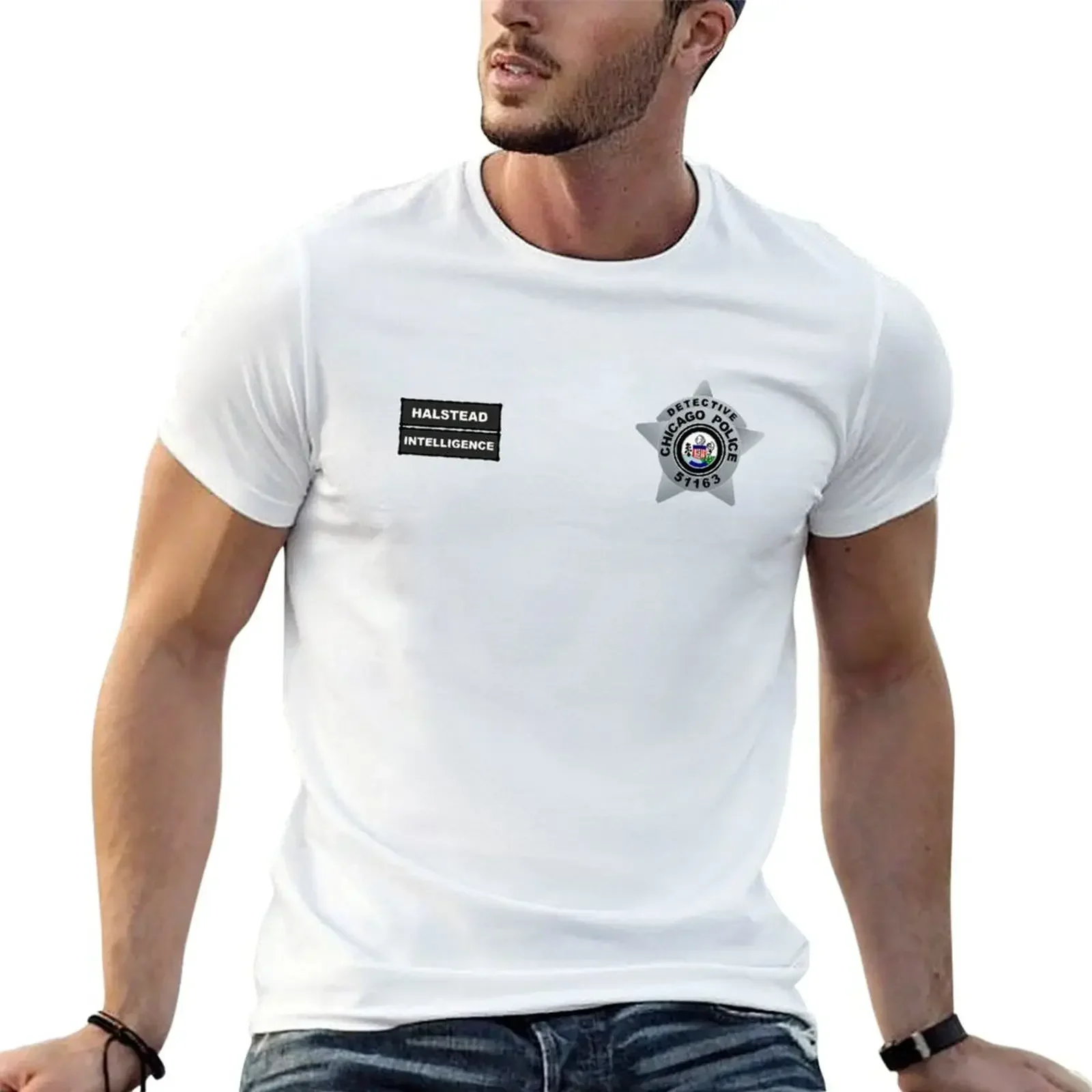 Chicago p.d Detective Jay halstead Intelligence Badge Vest_auto_x1_colored T-Shirt kawaii clothes tees Men's cotton t-shirt