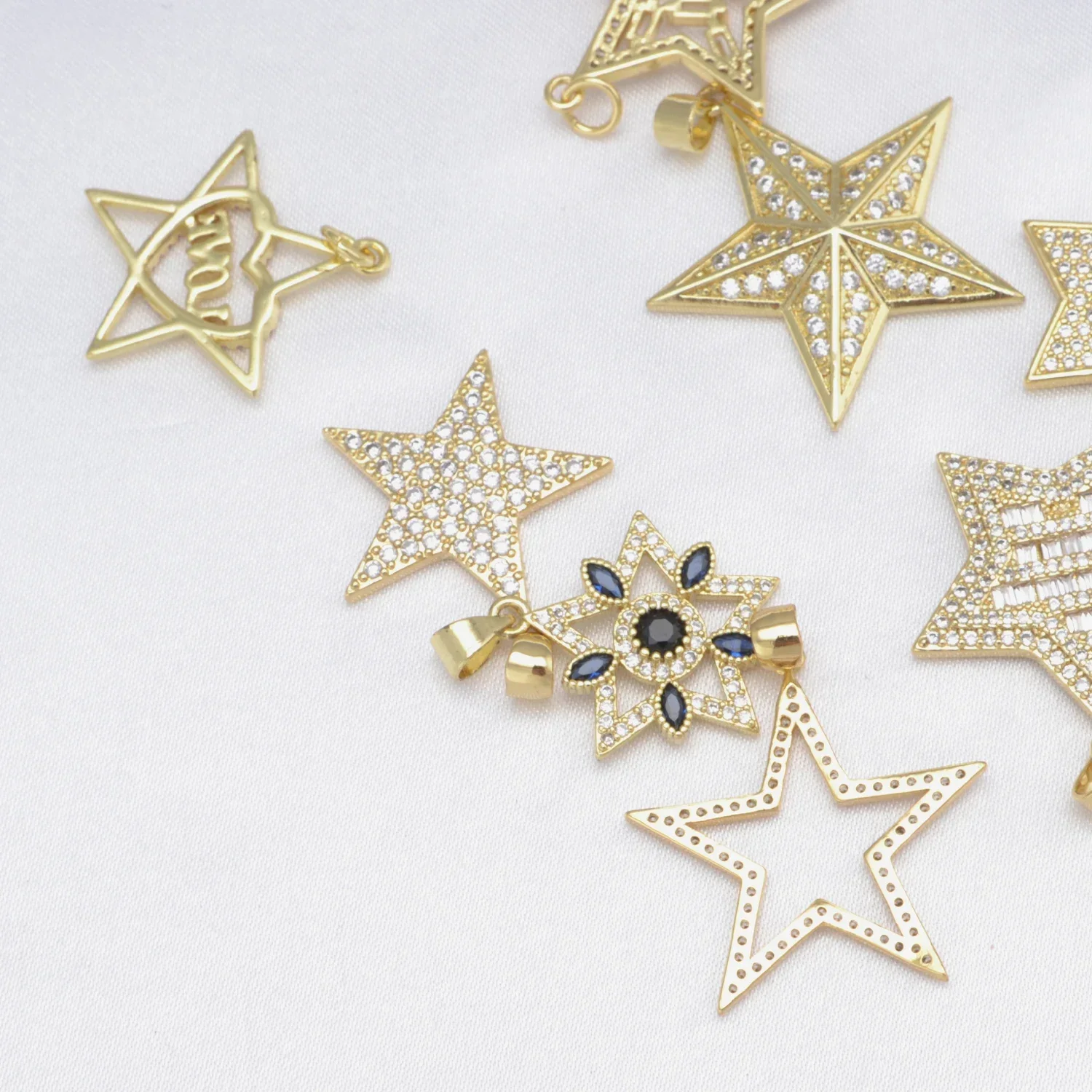 LJRIVER 4 Pcs Pendants Stars Topics Charms for DIY Jewelry Making Supplies Pentagram Earrings Necklace Bracelrt Parts Wholesale