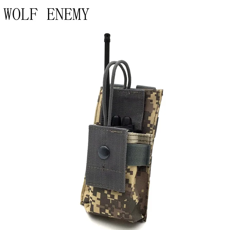 Adjustable MOLLE Radio Holder Tactical Walkie Talkie Holster Open Top M4 Mag Pouch