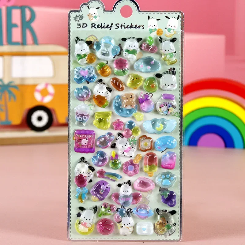 4 قطعة Kawaii سانريو كورومي الكرتون ثلاثية الأبعاد ملصقات الإغاثة الجمالية مقاوم للماء DIY بها بنفسك مذكرات الكمبيوتر المحمول لطيف أنيمي لاصقة تزيين اللعب #6