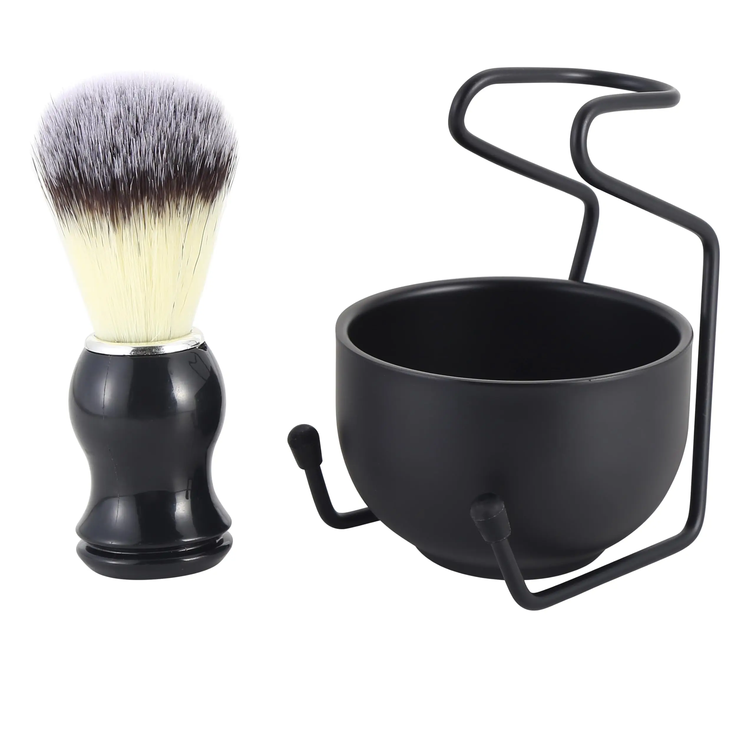 Shaving Brush Kit for Men Shaving Set Includes ABS Handle Synthetic Shaving Brush Stainless Steel Shaving Bowl With Holder