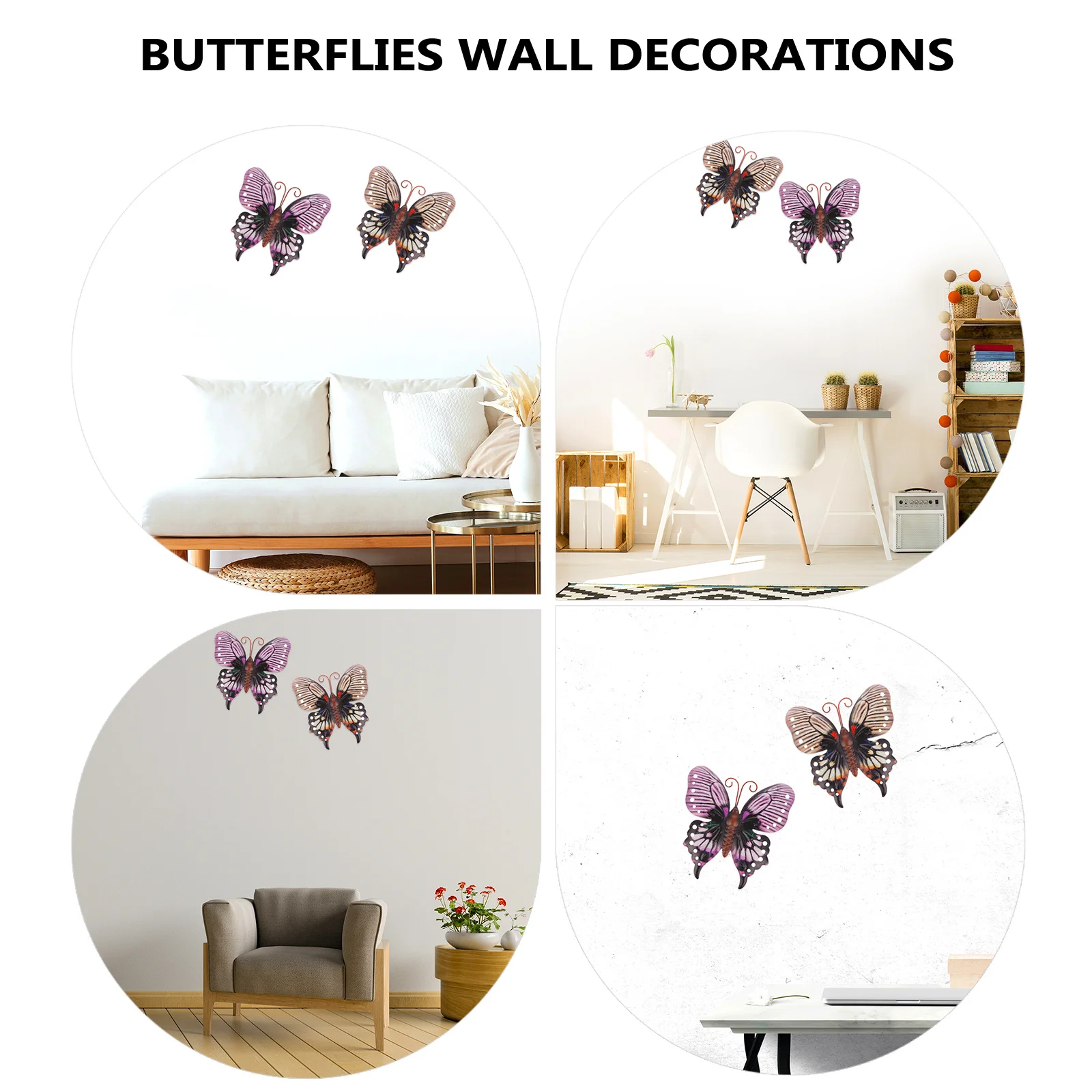 

2Pcs Iron Art Butterflies Wall Hanging Bright Colors Material Wrought Iron Butterflies Wall Home Decoration