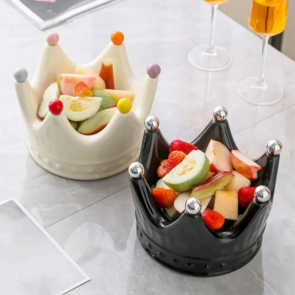 

Ceramic Crown Fruit Fork Set Rustproof Creative Dessert Salad Fork Decorative Reusable Crown Fruit Tray with Fork Picnics