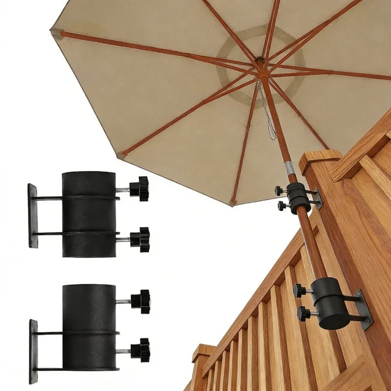 

Регулируемый кронштейн для крепления зонта на уличную стойку (2-4 зонта), подходит для крепления к перилам террасы, из металла