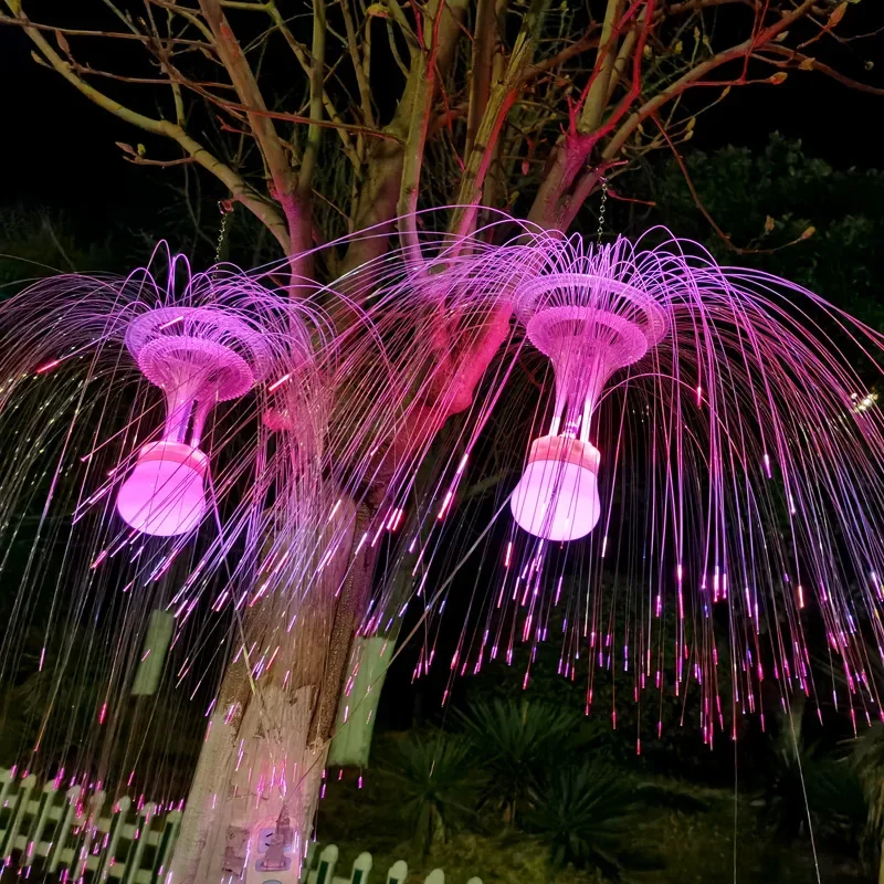 Double-layer Fiber Optic Jellyfish Light Colorful Flashing Light Starry Outdoor Landscape Light Square Park Scenic Spot Lighting