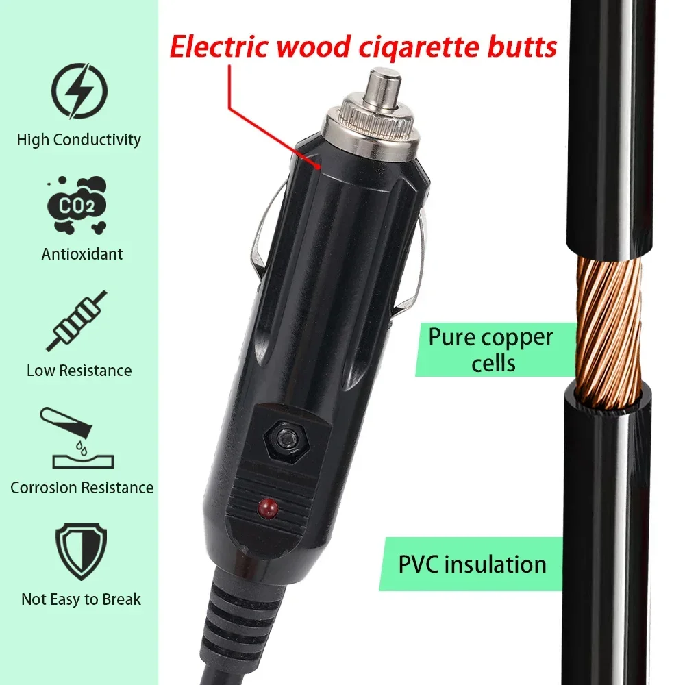 5M 12V 24V Auto 15A Male Car Cigarette Lighter DC5521 DC7909 Car Charging Power Cord Plug Connector Socket Charger Power Adapter