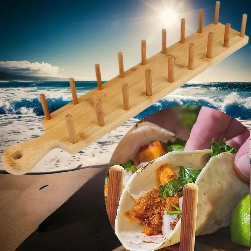 Bamboo Taco Holders Holds 8 Tacos Each Taco Tray Multi-Use Food Stands Hard Shell Tacos Rack For Kitchen Charcuterie Tortillas