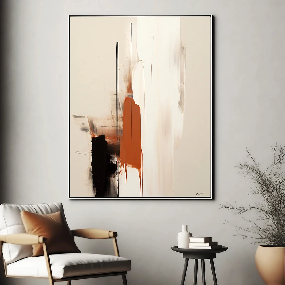 

Abstract Large Minimalist Beige Wall Art Home Mural Artwork Terracotta Canvas Poster Painting Print Picture Room Cuadros Decor