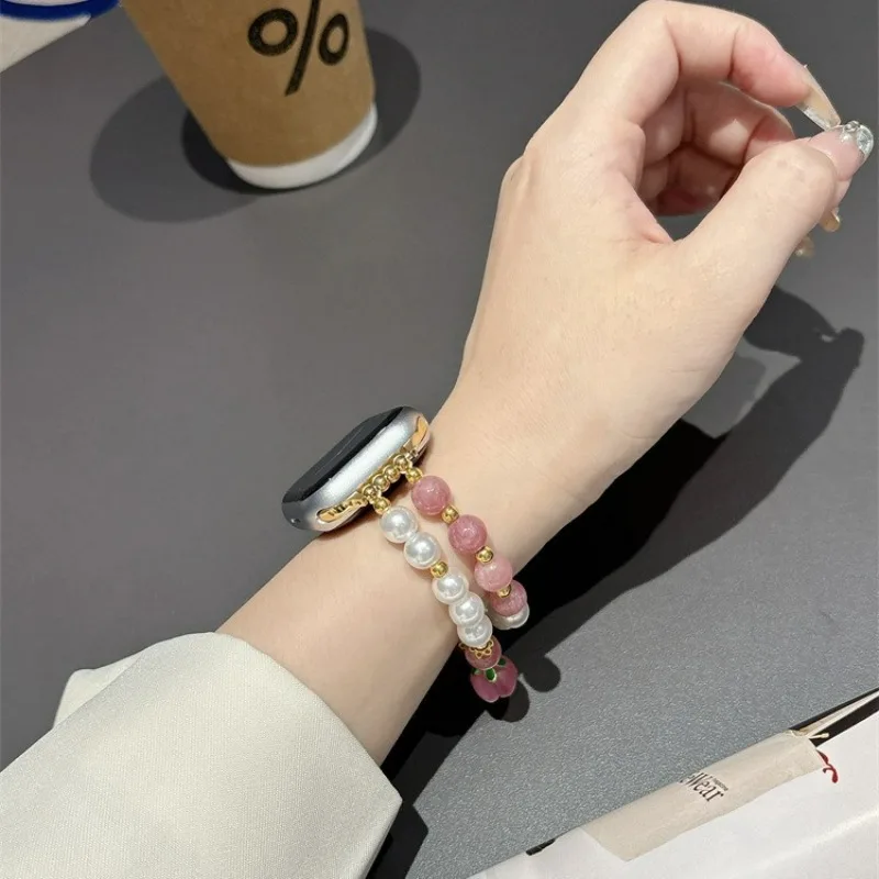 Pink Peach Strap for Apple Watch Band 40mm 44mm 45 38 41 Ultra 2 49mm Women Bracelet for IWatch Series 7 9 8 SE 6 5 Accessories