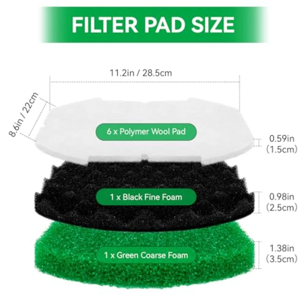 For Inpond 5 In 1 600 and 6 In 1 900 Compatible Maintenance Kit Including Polymer Wool and Foam Filter Cartridges