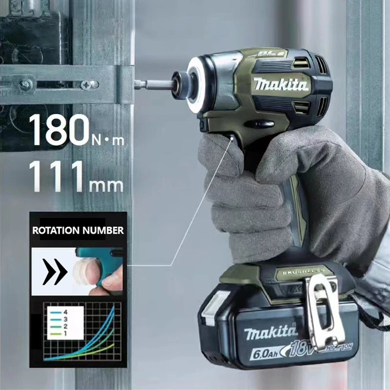 Makita DTD173 Cordless Impact Driver 18V Brushless Motor LXT BL Electric Drill Wood/Bolt/T-Mode 180 N·M Rechargeable Power Tools