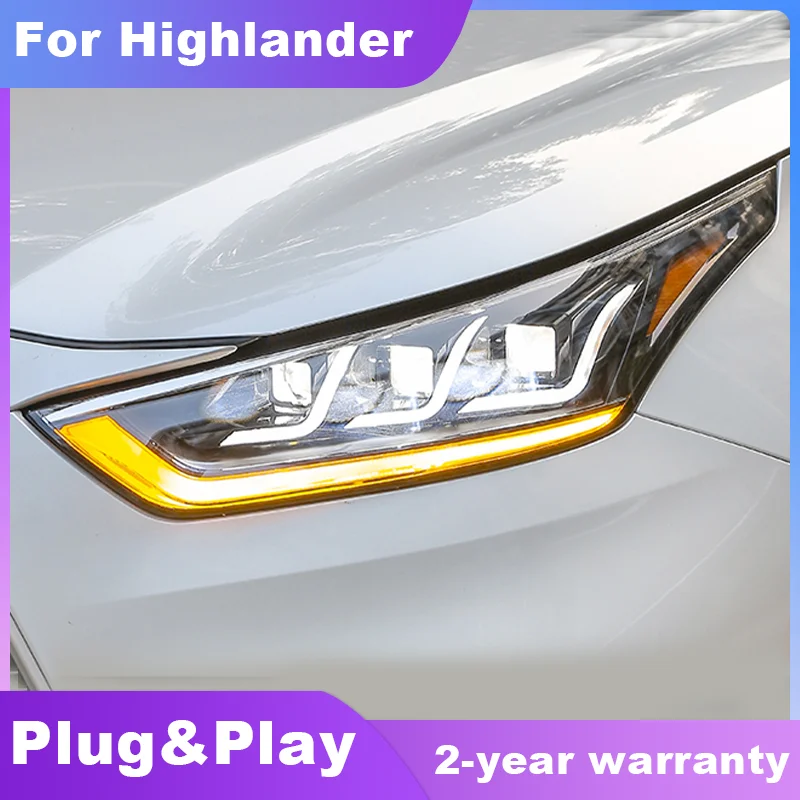 Car Light for Highlander 2021-Now Crown Kluger LED Auto Headlights Assembly Upgrade High Configure Bifocal Lens Accessories Kit