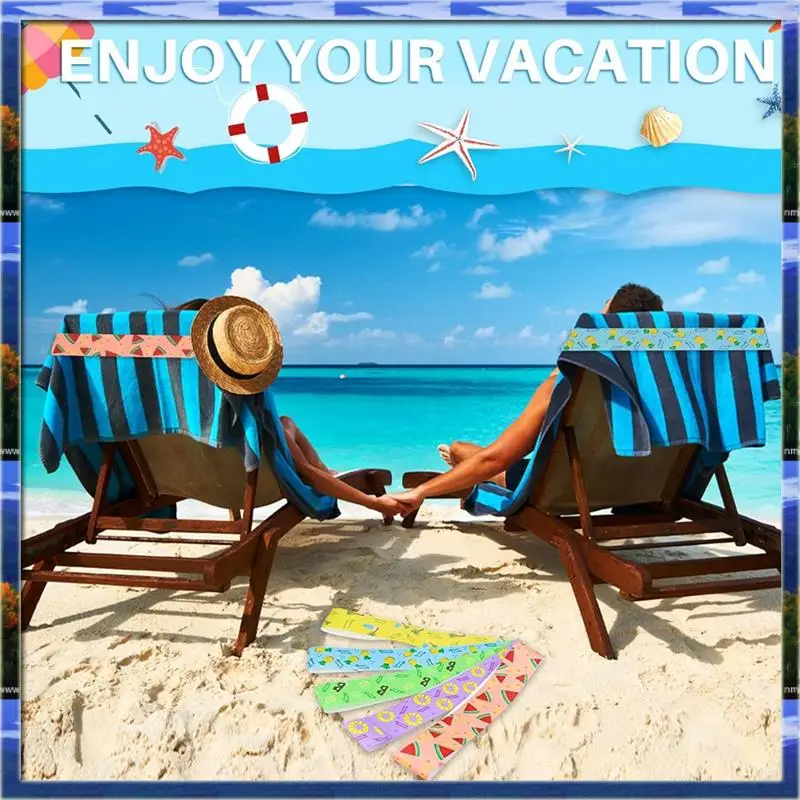 AS59 - أربطة مناشف الشاطئ، 10 أربطة مناشف لكرسي كراسي الرحلات البحرية على الشاطئ مقاس 12 × 2 بوصة لعقد منشفة الشاطئ في الصيف