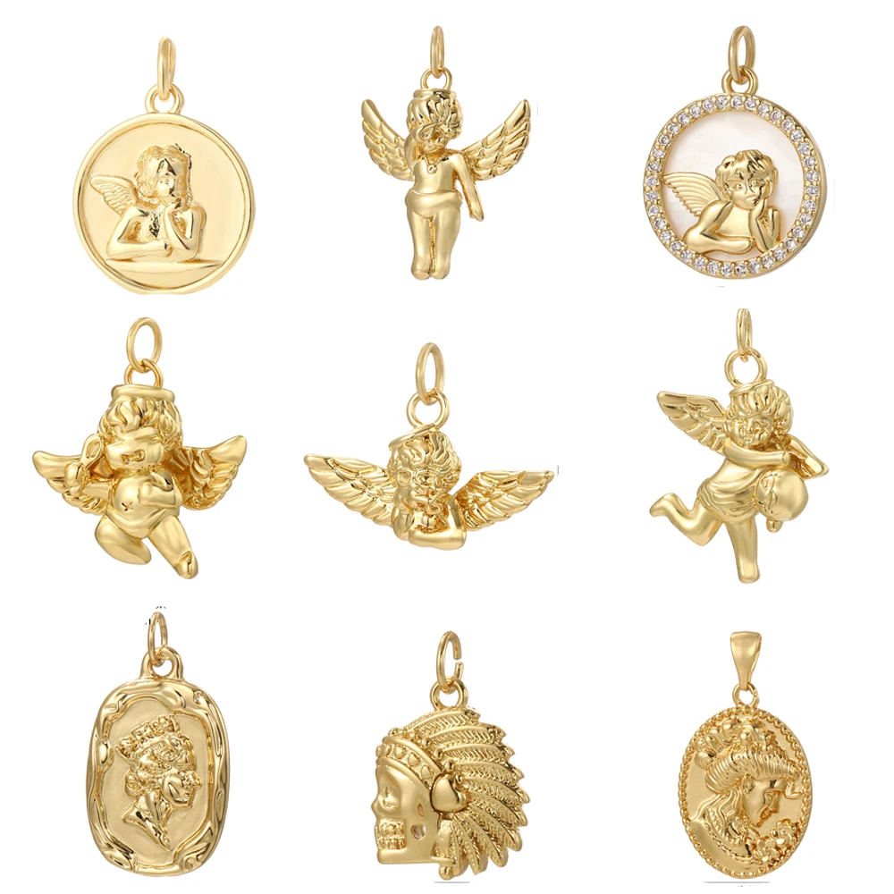 Lovely Angel Charms Diy Woman Earrings Bracelet Necklace Accessories Gold Color Charms for Jewelry Making Supplies Dijes