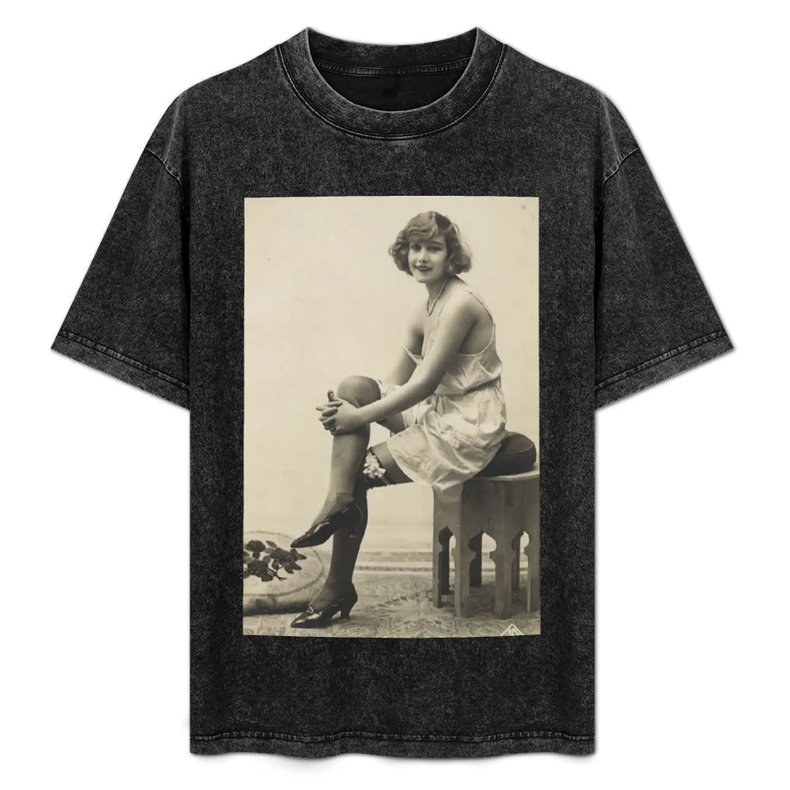 Camiseta Victorian-Vintage Risque Image, camiseta básica de manga corta con diseño simple