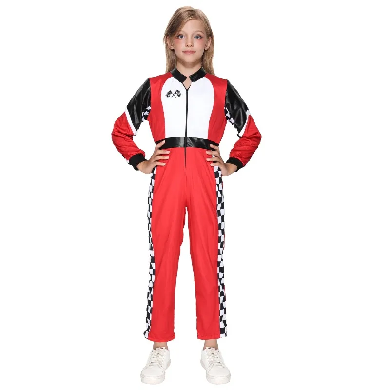 

2025 New Girl's Roxy Race Car Driver Costume Kids Halloween Racer Outfits Carnival Easter Purim Fancy Dress
